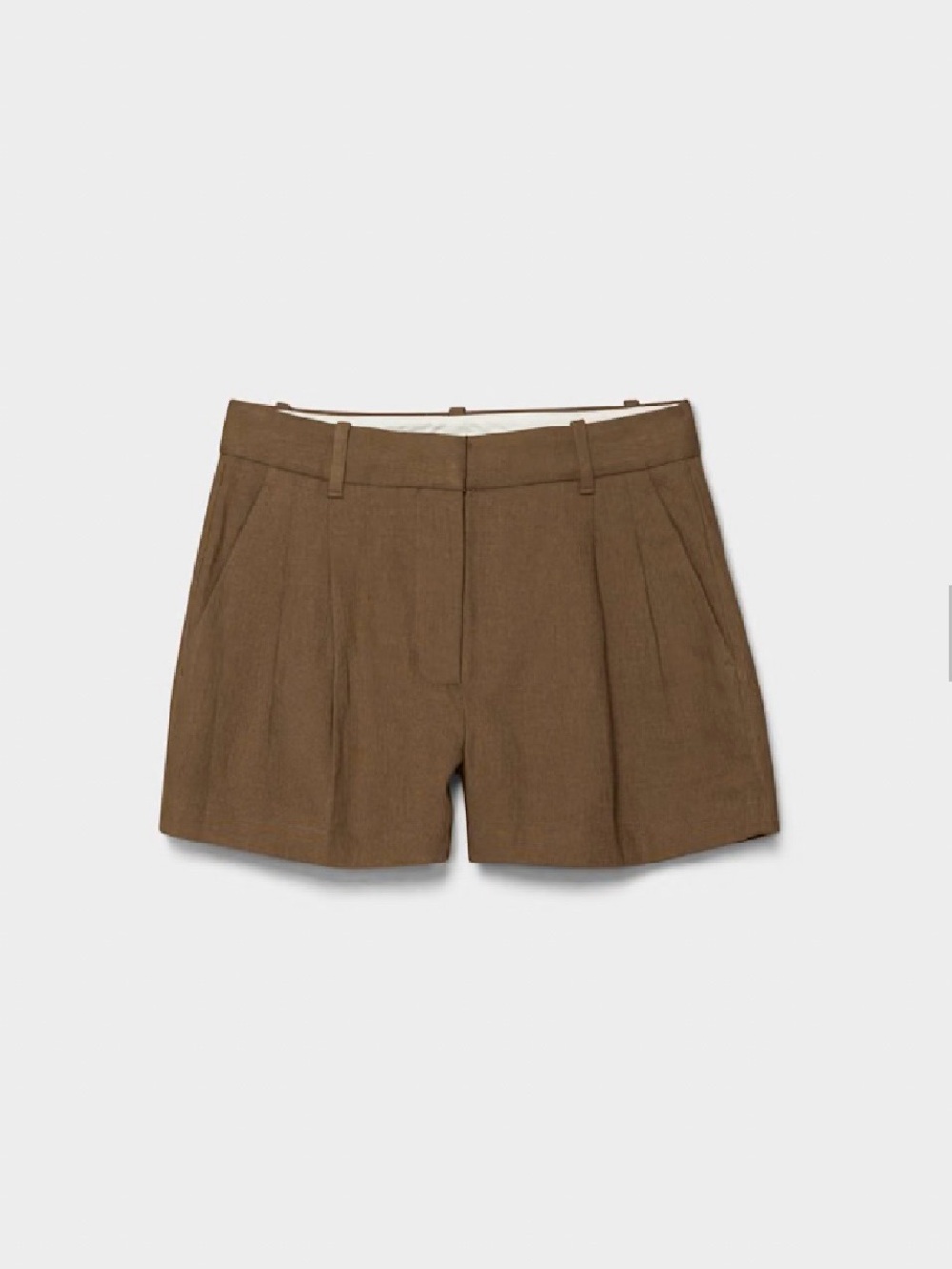 NWT Aritzia The Effortless Short Mini Power Linen in Seasonal Mustang Brown